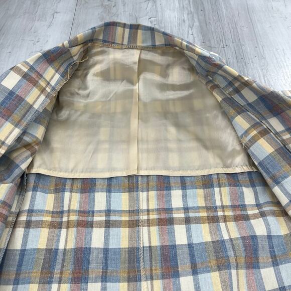 Billy The Kid Vintage Plaid Pastel Long Sleeve 2 Button Front Pockets Blazer 12 - Picture 7 of 9